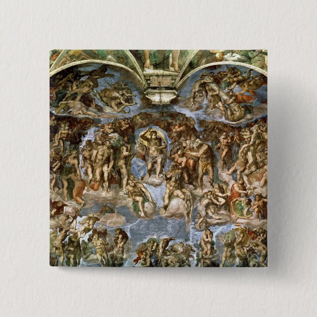 Bóton Quadrado 5.08cm Capela de Sistine: O último julgamento, 1538-41 (Frente)