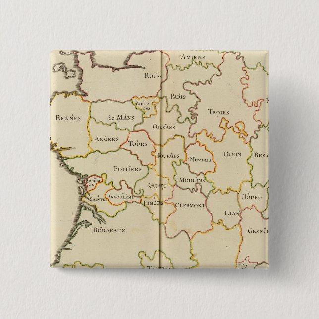 Bóton Quadrado 5.08cm Capitais da França (Frente)