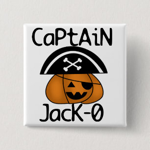 Bóton Quadrado 5.08cm Capitão Jack=O camisetas de Halloween e presentes