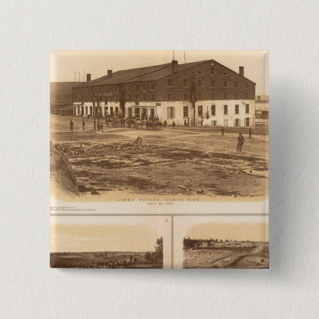 Bóton Quadrado 5.08cm Capitol, Prisão de Richmond Libby (Frente)