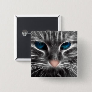 Bóton Quadrado 5.08cm Cara de Gato Azul Incrível