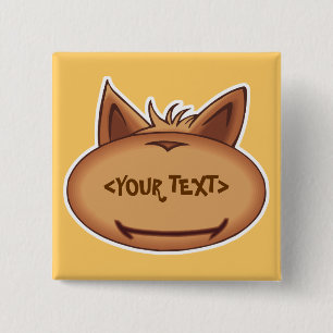 Bóton Quadrado 5.08cm Cara de Gato Engraçada, <YOUR TEXT>