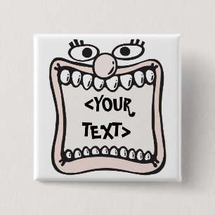Bóton Quadrado 5.08cm Cara Engraçada, <YOUR TEXT>