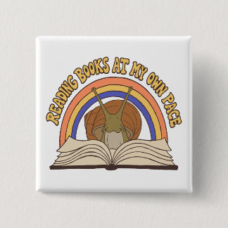 Bóton Quadrado 5.08cm Caracol retrô lendo livros