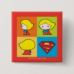 Bóton Quadrado 5.08cm Caractere de Supergirl Chibi - Rotatória
