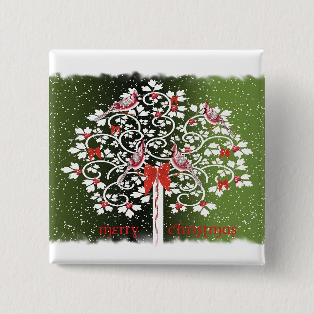 Bóton Quadrado 5.08cm Cardeais do Natal (Frente)