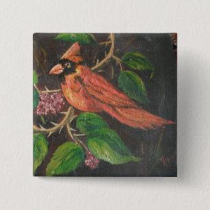 Bóton Quadrado 5.08cm Cardeal de Pintura Button Ann Hayes