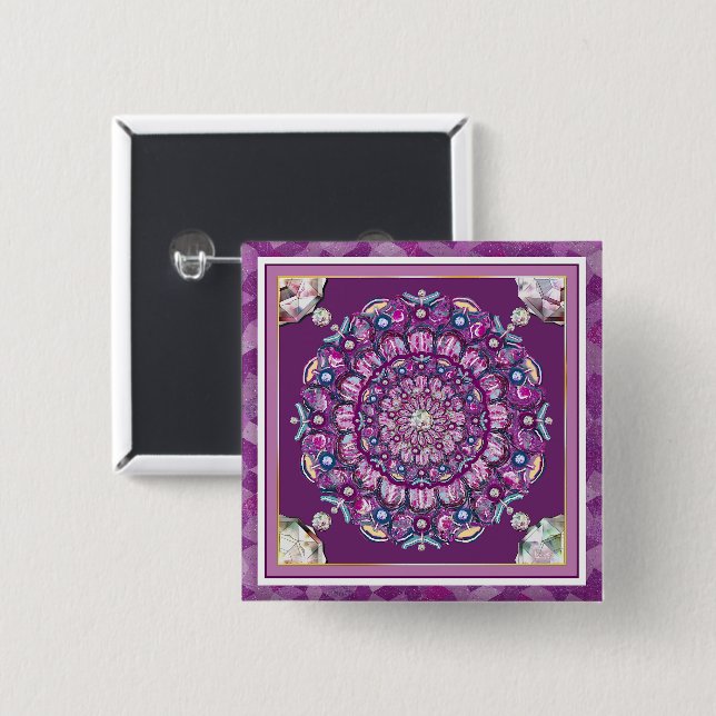 Bóton Quadrado 5.08cm Cardinal Red Rosace (Frente & Verso)