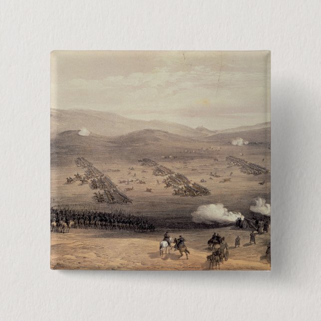Bóton Quadrado 5.08cm Carga da brigada da cavalaria clara (Frente)