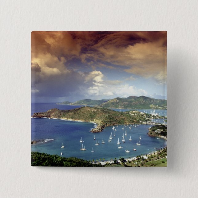 Bóton Quadrado 5.08cm Caribe, Antígua. (Frente)