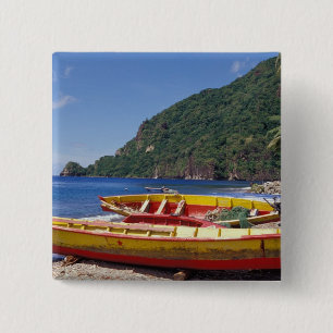 Bóton Quadrado 5.08cm Caribe, BWI, Santa Lúcia, Barcos à vela, Soufriere