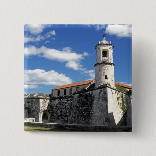 Bóton Quadrado 5.08cm Caribe, Cuba, Havana. Havana Velha, Castillo
