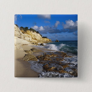 Bóton Quadrado 5.08cm Caribe, St. Martin, Falésias na praia de Cupecoy