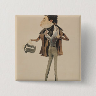 Bóton Quadrado 5.08cm Caricatura de Alexander Dumas Pere
