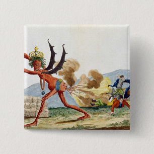 Bóton Quadrado 5.08cm Caricatura do governo inglês, 1793