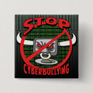 Bóton Quadrado 5.08cm Carimbo Fora Interromper Cyberbullying