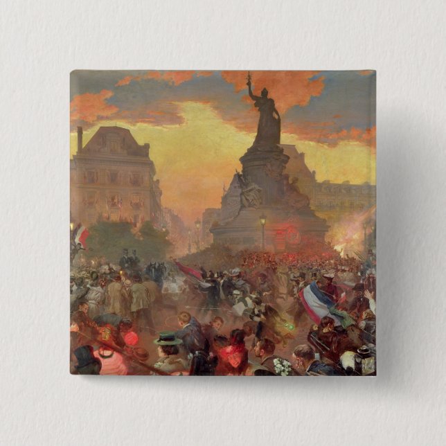 Bóton Quadrado 5.08cm Carnaval em Paris em honra do russo (Frente)