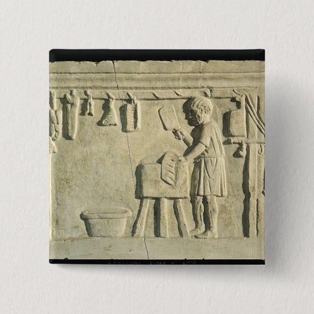 Bóton Quadrado 5.08cm Carniceiro romano, alivio (Frente)