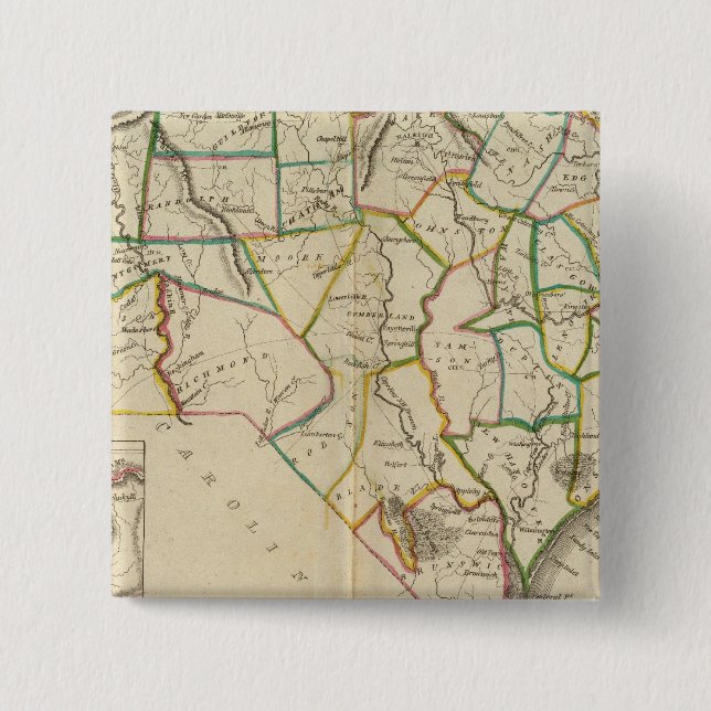 Bóton Quadrado 5.08cm Carolina do Norte 5 (Frente)