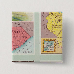 Bóton Quadrado 5.08cm Carolina do Sul, Wisconsin, Maine, Michigan