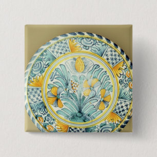 Bóton Quadrado 5.08cm Carregador de Bluedash Delftware, cerâmica de