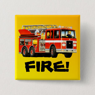 Bóton Quadrado 5.08cm Carro de bombeiros