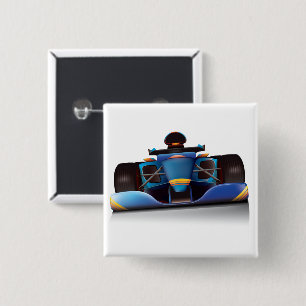 Bóton Quadrado 5.08cm Carro de Corrida Vermelha
