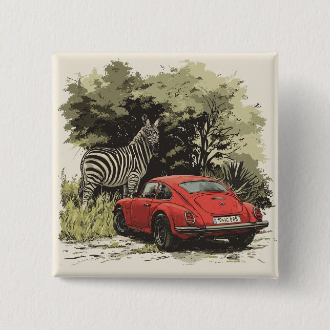 Bóton Quadrado 5.08cm Carro na natureza (Frente)