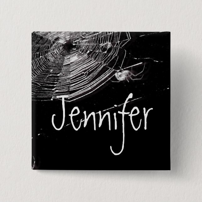 Bóton Quadrado 5.08cm Carroçaria e aranhas brancas (Frente)