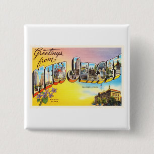 Bóton Quadrado 5.08cm Cartão velho das viagens vintage do estado NJ de