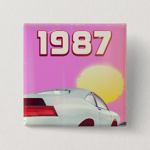 Bóton Quadrado 5.08cm cartaz de carro esportivo de 1987