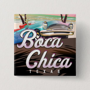 Bóton Quadrado 5.08cm Cartaz de férias Boca Chica Texas