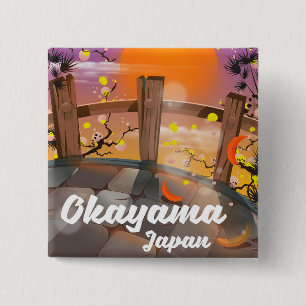 Bóton Quadrado 5.08cm cartaz de flor japonesa de Okayama.