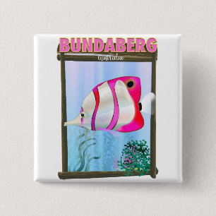 Bóton Quadrado 5.08cm Cartaz de viagem de Bundaberg Austrália