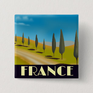 Bóton Quadrado 5.08cm cartaz de viagem estilo retrô da França