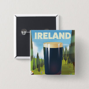 Bóton Quadrado 5.08cm Cartaz de viagem Irlanda Pint