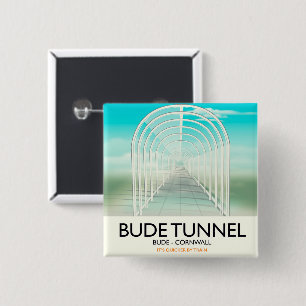 Bóton Quadrado 5.08cm Cartaz de Viagem Paródia do Túnel de Bude, Cornwal