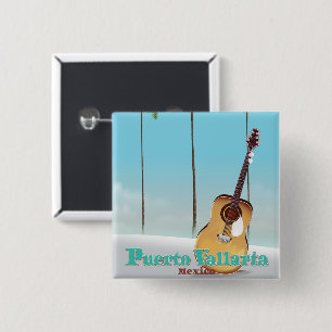 Bóton Quadrado 5.08cm cartaz de viagem Puerto Vallarta México