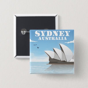 Bóton Quadrado 5.08cm Cartaz de viagem Sydney Austrália