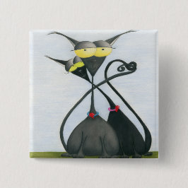 Bóton Quadrado 5.08cm Cartografia de Gato Negro e Cinza