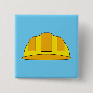 Bóton Quadrado 5.08cm Cartoon de chapéu de Duro amarelo