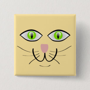 Bóton Quadrado 5.08cm Cartoon de Gato com Rosto Engraçado-29034