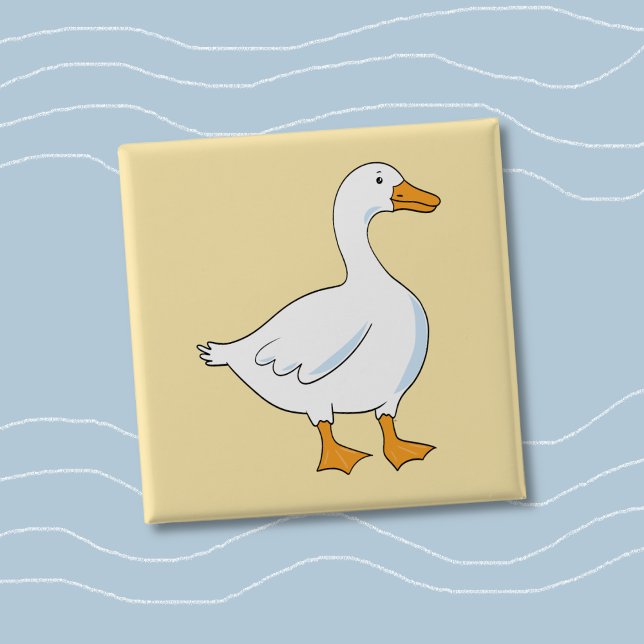 Bóton Quadrado 5.08cm Cartoon Goose Yellow Square Button (Cartoon snow goose kid square yellow button .)