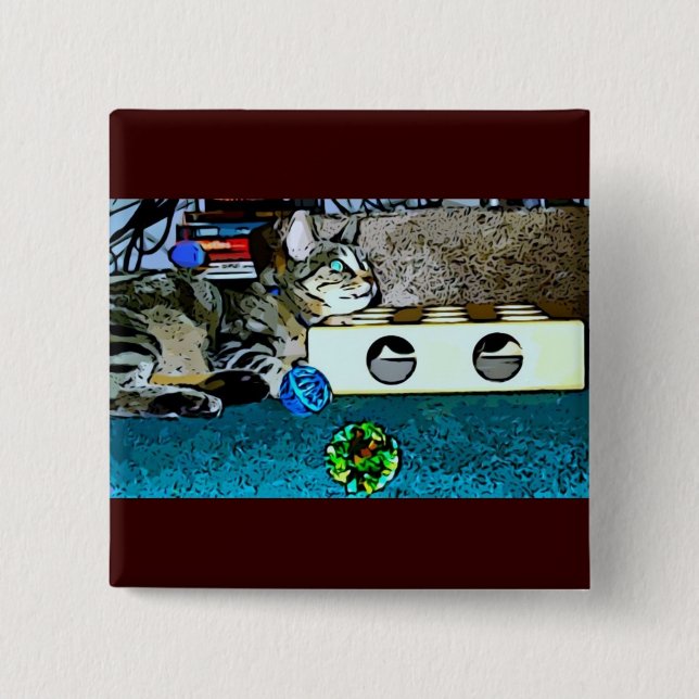 Bóton Quadrado 5.08cm Cartoon Indigo (Frente)