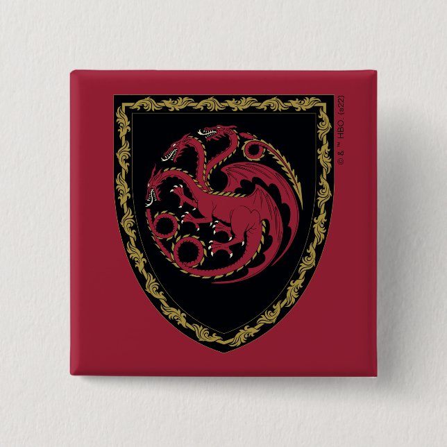 Bóton Quadrado 5.08cm CASA DO DRAGÃO | House Targaryen Crest (Frente)