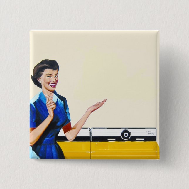 Bóton Quadrado 5.08cm Casa e nova mulher (Frente)