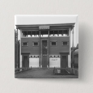 Bóton Quadrado 5.08cm Casa egípcia, exposição universal