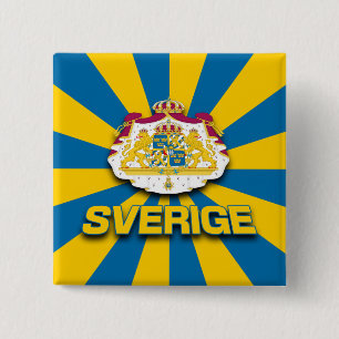 Bóton Quadrado 5.08cm Casaco de armas Sverige