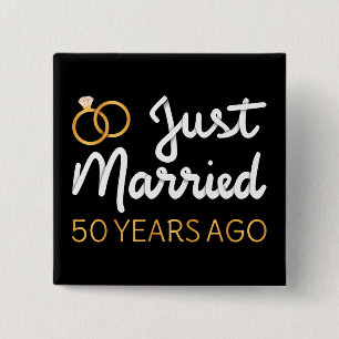 Bóton Quadrado 5.08cm Casados há 50 Anos IV