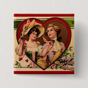 Bóton Quadrado 5.08cm Casal dos namorados do Victorian